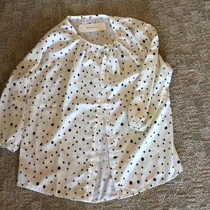 Order Plus. White w/black polka dots /dress top/ M